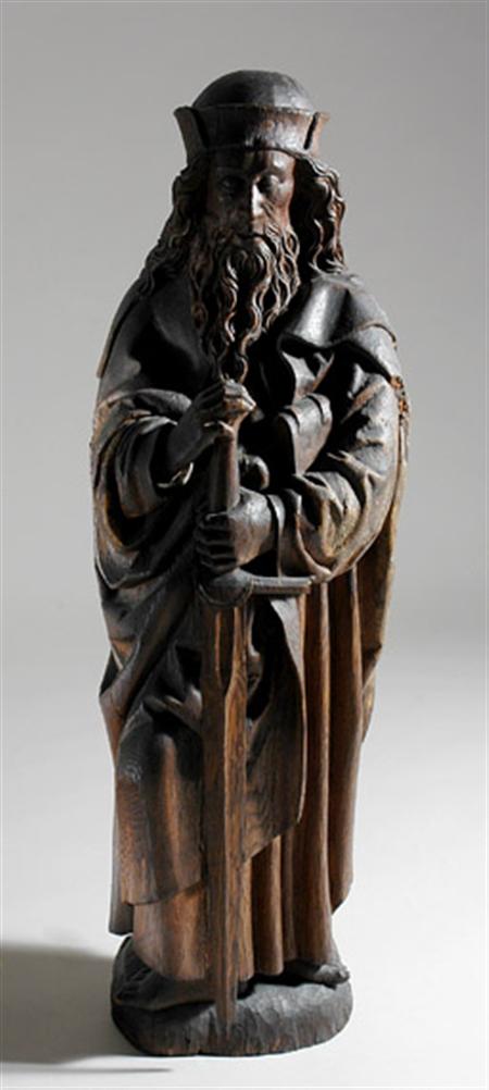 Lot image - Continental Carved Oak Figure of a Bearded Man