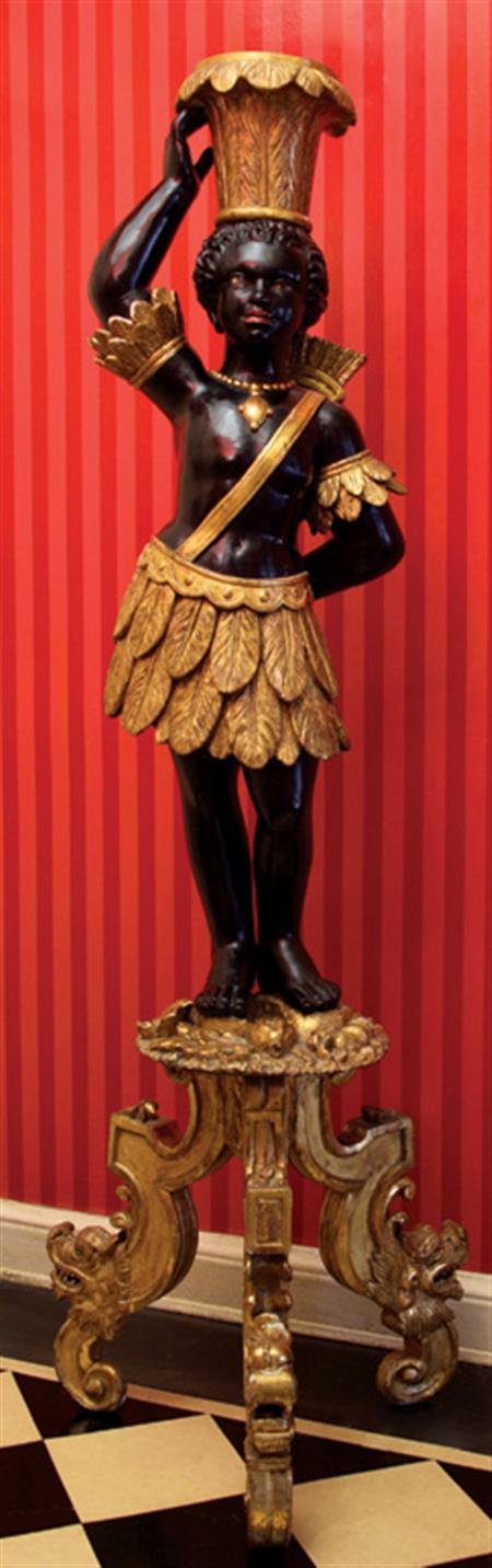 Lot image - Italian Polychrome and Gilt Decorated Blackamoor