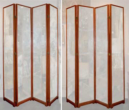 Lot image - Painted and Mirror Panel Inset Eight-Panel Floor Screen