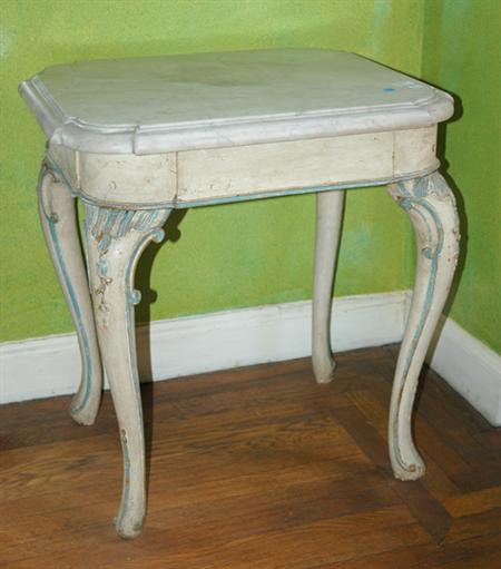 Lot image - Continental Rococo Cream and Blue Painted Side Table