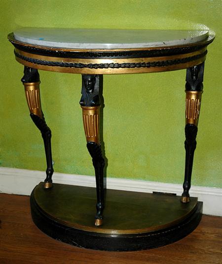 Lot image - Continental Neoclassical Gilt and Black Painted Console