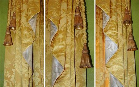 Lot image - Set of Three Damask Drapes