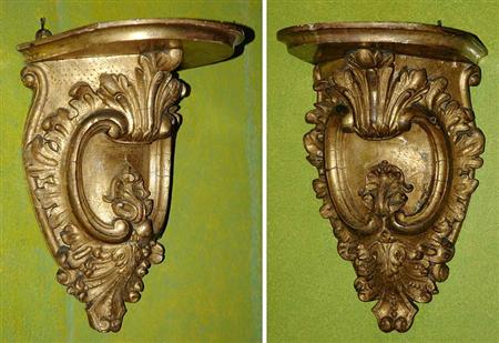 Lot image - Pair of Louis XV Style Gilt-Wood Wall Brackets