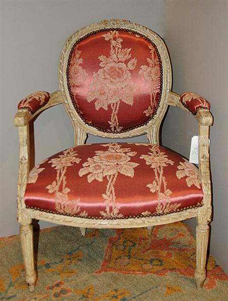 Lot image - Louis XVI Style Cream Painted Fauteuil