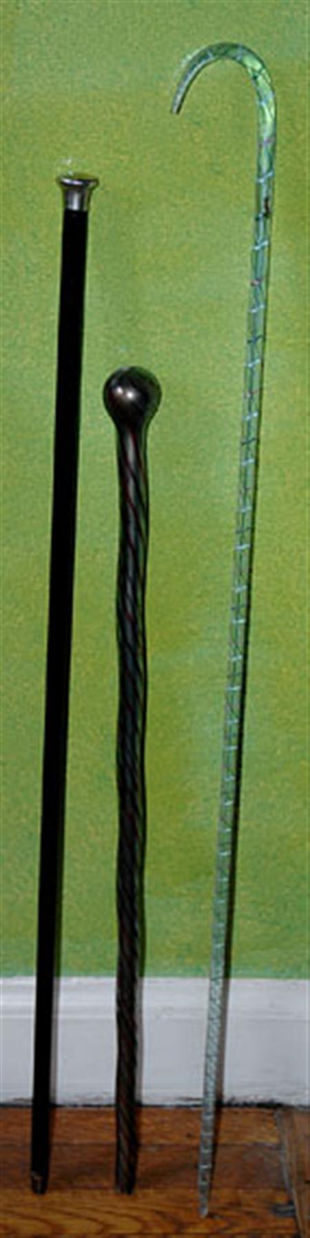 Lot image - Three Victorian Glass Walking Sticks