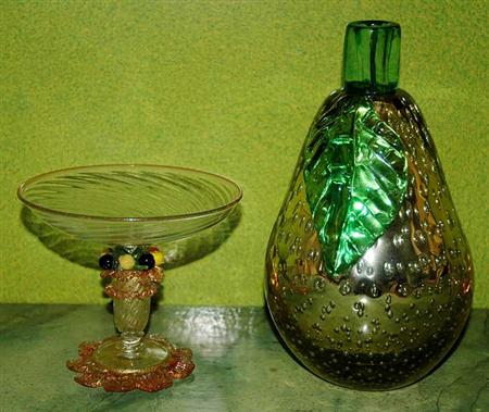 Lot image - Murano Glass Pyriform Vase and Glass Compote