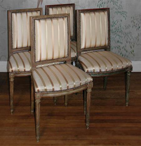 Lot image - Set of Four Louis XVI Style Painted Side Chairs