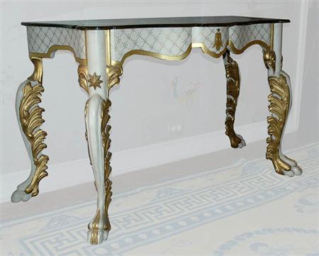 Lot image - Continental Rococo Style Gilt Decorated and Painted Console