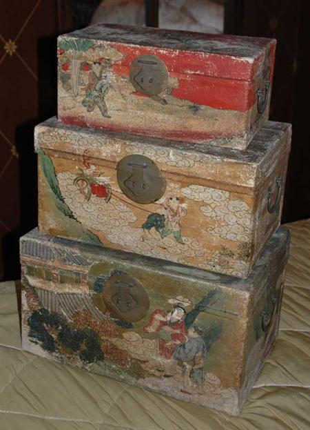 Lot image - Set of Three Chinese Decorated Paper Boxes