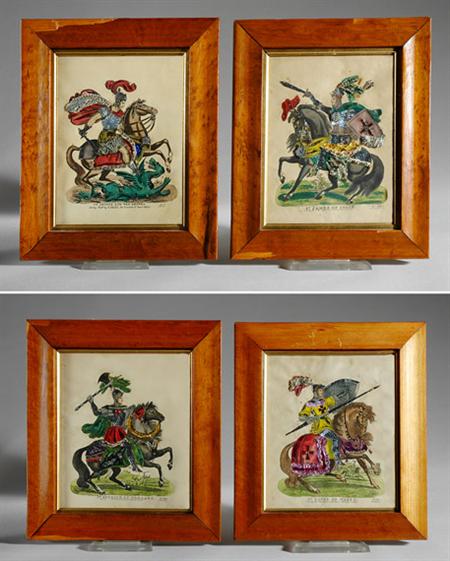 Lot image - Set of Four English Tinsel Pictures