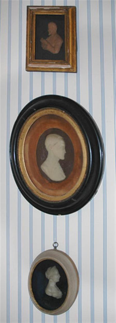 Lot image - Group of Three Victorian Wax Portrait Miniatures