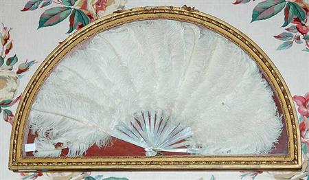 Lot image - French Mother-of-Pearl and Ostrich Feather Ladys Fan