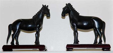 Lot image - Pair of Southeast Asian Bronze Figure of Horses
