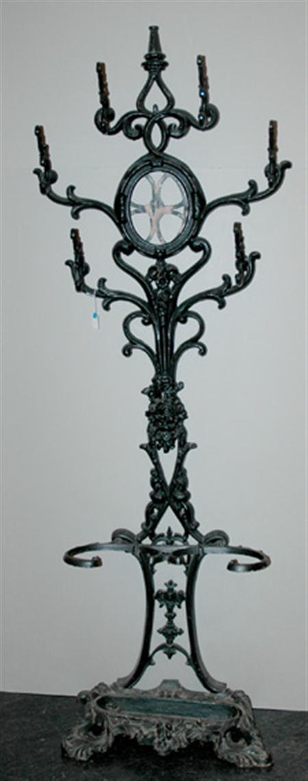 Lot image - Victorian Black Painted Wrought Iron Hall Tree