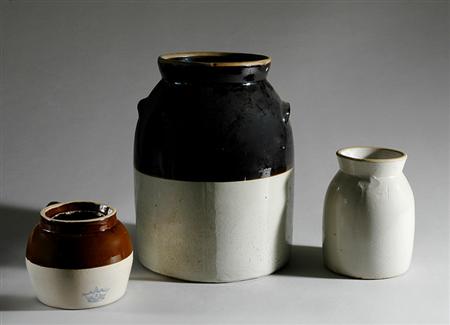 Lot image - Group of Three Earthenware Crocks
