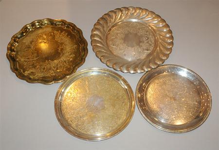 Lot image - Group of Seven Silver Plated Trays