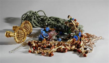 Lot image - Miscellaneous Group of Trim, Beaded Tiebacks and Tassels