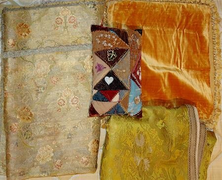 Lot image - Floral Chintz Drapes; Together with a piece of Rose Cumming  Chintz Fabric and a Miscellaneous Group of Fabrics