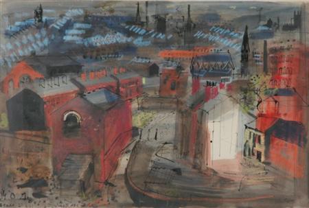 Lot image - John Piper British, 1903-1992 Leeds Bushing Thorpe Lane