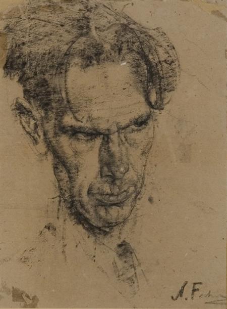Lot image - Nicolai Ivanovich Fechin Russian/American, 1881-1955 Head of a Poet - The Artists Best Friend