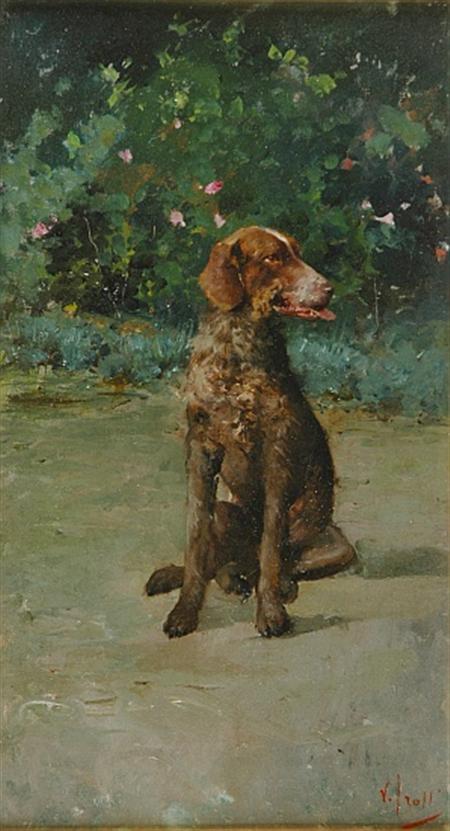 Lot image - After Vincenzo Irolli Italian, 1860-1945 Portrait of a German Wirehaired Pointer