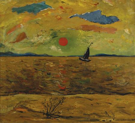 Lot image - Nicolai Cikovsky American, 1894-1984 Red Sun