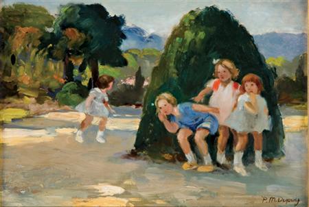 Lot image - Paul Michel Dupuy French, 1869-1949 Children Playing in the Luxembourg Gardens