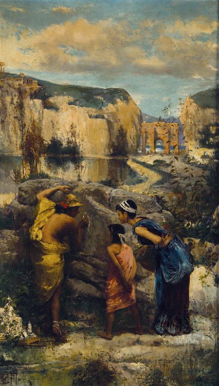 Lot image - Felix Armand Heullant French, b. 1834 The Drawing Lesson