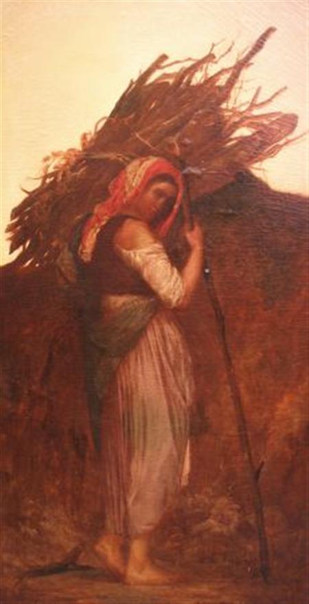Lot image - Alfred-Francois Gues French, 19th Century Peasant Woman Gathering Firewood