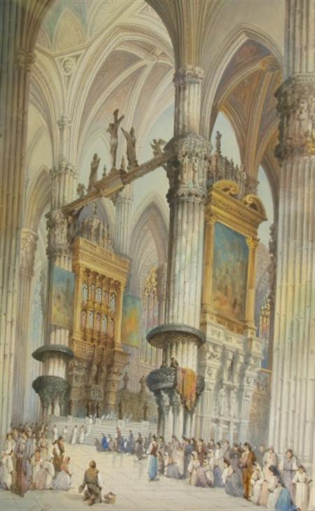 Lot image - C. Rousse 19th/20th Century Cathedral Interior
