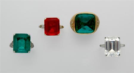 Lot image - Four Simulated Stone Rings