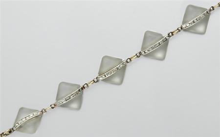Lot image - Frosted Rock Crystal and Diamond Bracelet