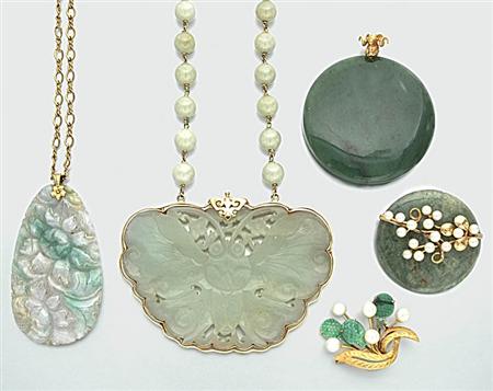 Lot image - Group of Jade and Nephrite Jewelry