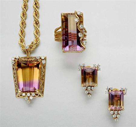 Lot image - Group of Gold, Bicolor Tourmaline and Diamond Jewelry