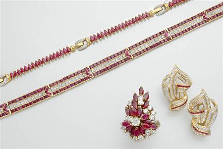 Lot image - Group of Ruby and Diamond Jewelry