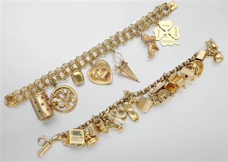 Lot image - Two Gold Charm Bracelets