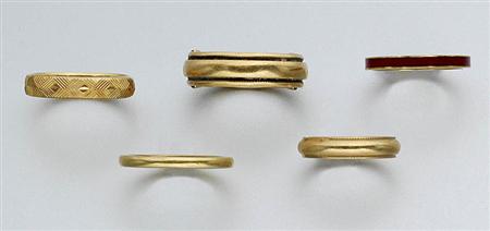 Lot image - Group of Gold Band Rings