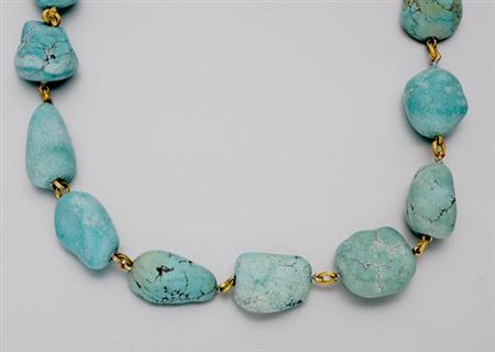 Lot image - Tumbled Turquoise Bead Necklace