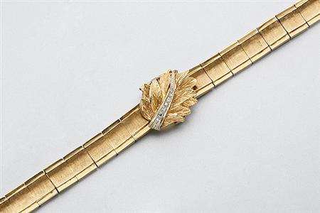 Lot image - Gold and Diamond Bracelet-Watch