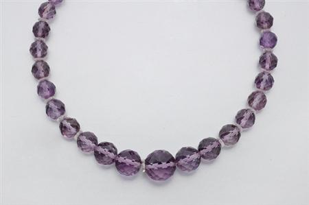 Lot image - Amethyst Bead and Rock Crystal Bead Necklace