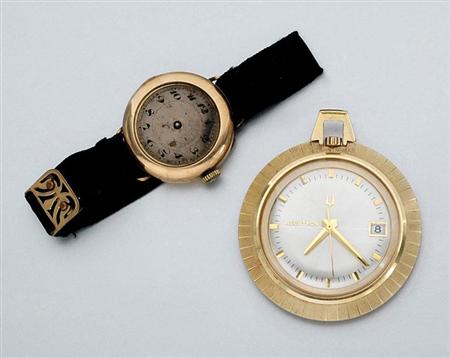 Lot image - Two Open-Face Pocket Watches and Wristwatch