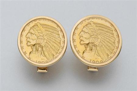 Lot image - Pair of Gold Coin Cufflinks