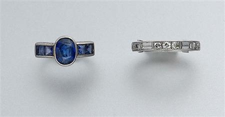 Lot image - Sapphire Ring and Diamond Ring