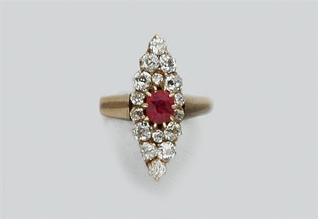 Lot image - Antique Ruby and Diamond Ring