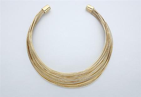 Lot image - Multi-Strand Gold Wire Choker Necklace