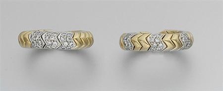 Lot image - Two Two-Color Gold and Diamond Rings
