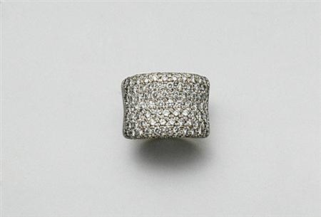 Lot image - Wide Diamond Band Ring