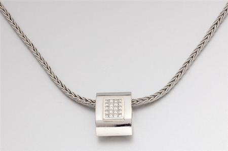 Lot image - White Gold and Diamond Slide Pendant Necklace