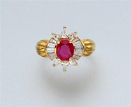 Lot image - Ruby and Diamond Ring