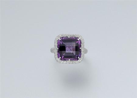 Lot image - Amethyst and Diamond Ring